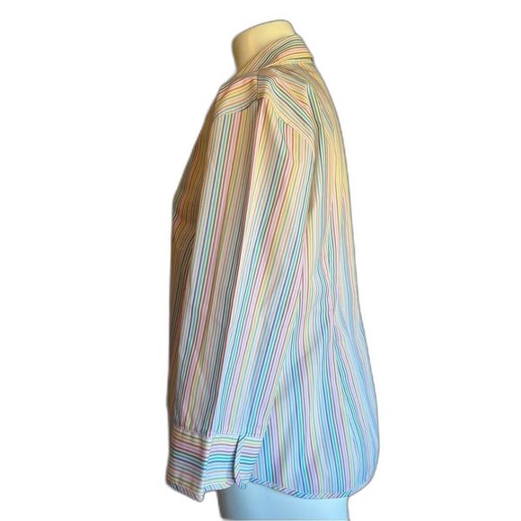 Lands’ End Rainbow Striped Button-down Blouse 14 - Picture 3 of 8